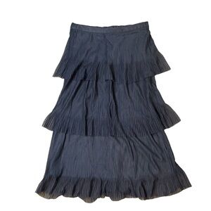 LC Lauren Conrad Gray Midi Tiered Skirt Casual